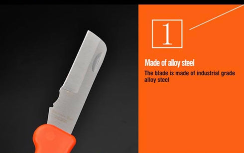 Edward Tools Electrician Straight Blade Knife - Lockback Folding Utility Knife, Stainless Steel for Cable Stripping,