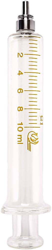 1 Pack Glass Syringes with Caps, 10cc/ml for Laboratory Use