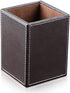 Black PU Leather Square Pens Pot - Pencils Holder Cup Desktop Stationery Organizer Case (L:3.35 x W:3.35 x H:4.72
