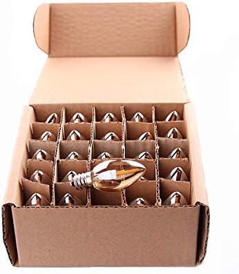 C7 LED Night Light Bulb, Classical Edison Style E12 Candle Base, 0.5 Watt LED Filament, 5 Watts Equivalent, 25 Pack