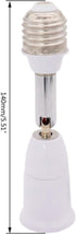 1Pc White E26/E27 Light Bulb Socket Extender Adapter, 180 Degree Bendable Light Fixture Converter