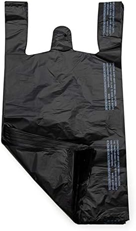 Platree (800 Count) 8" 4" 16", 14 (0.55 Small Black Plastic Embossed T-Shirt Bags, X X mic Mil), Retail Plastic, Bulk