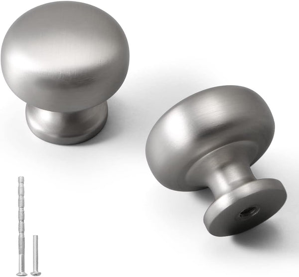 YAGU 5 Pack Round Cabinet Knobs - Brushed Silver Kitchen Drawer Knob, Satin Nickel Dresser Pulls for Bathroom