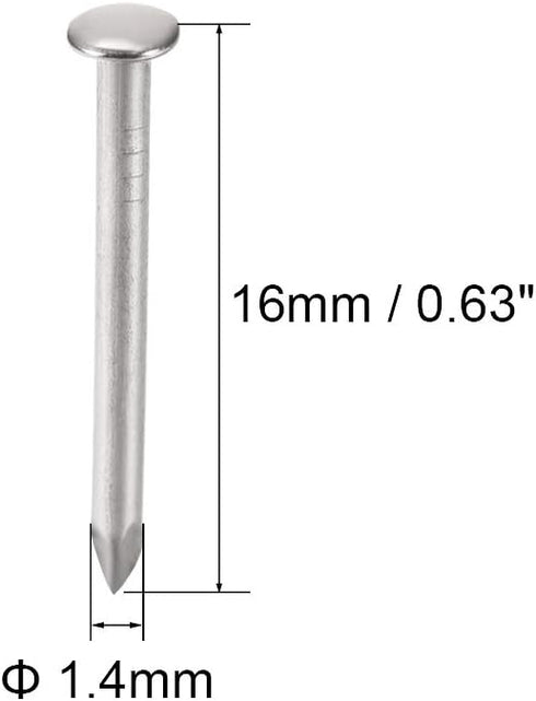 uxcell 500pcs Tiny Hardware Nails - Carbon Steel 1.4X16mm for DIY Decorative Wooden Boxes, Silver Tone