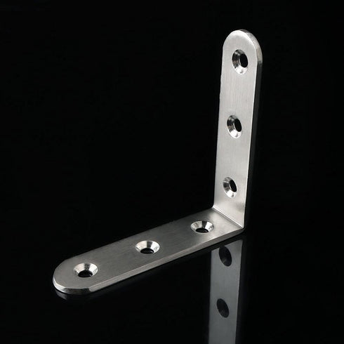 Generic 85mm 85mm 6-Piece Set L-Shaped Shelf Bracket Corner Shelf Angle Bracket Wall Mount * Stainless Steel Silver
