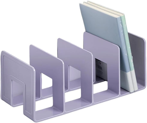 Qsvbeeqj 4 Acrylic Book End for Shelves Compartments Book End Desk Book Stopper Magazine Stand Space Saving Book