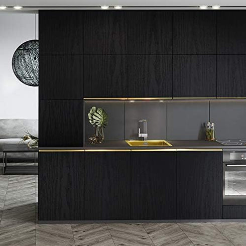 Black Wood Wallpaper, Peel and Stick Self-Adhesive Removable Wallpaper for Countertop and Kitchen Wall, 17.7 197