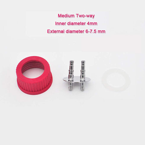 316 Stainless Steel Medium 2-Port Vent Assembly for GL45 Universal Laboratory Glass Bottles, 45 mm