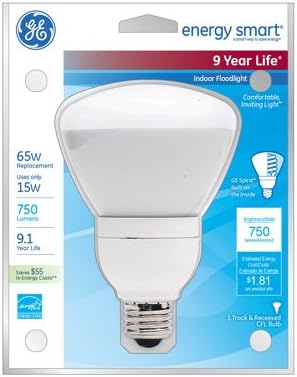 47478 15 65-Watt 6 R30 Bulb GE Watt, Equivalent Energy Smart Floodlight Year Life Light
