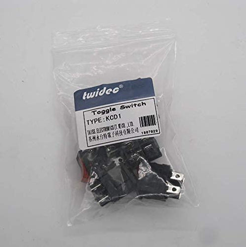 Twidec 6Pcs Rocker Switch AC 6A/125V 10A/250V DPST 4 Pins 2 Position ON/Off Red LED Light Illuminated Toggle Switch