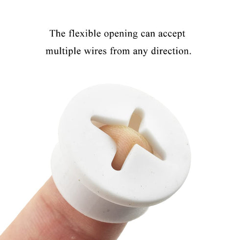 HAHIYO 4Pcs 0.8Inch White Flexible Rubber Desk Grommet, Wire Management Cord Hole Cover for Office Home