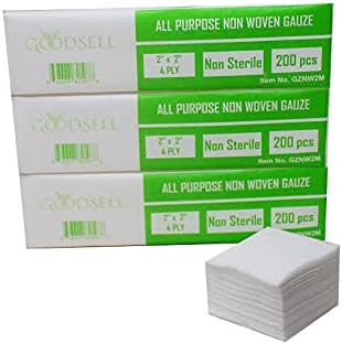 600 PCS Premium 4-ply Non-Woven, Non-Sterile Sponge Gauze Pad - Dental, Salon, All Purpose Gauze Sponges (3 Packs x 200