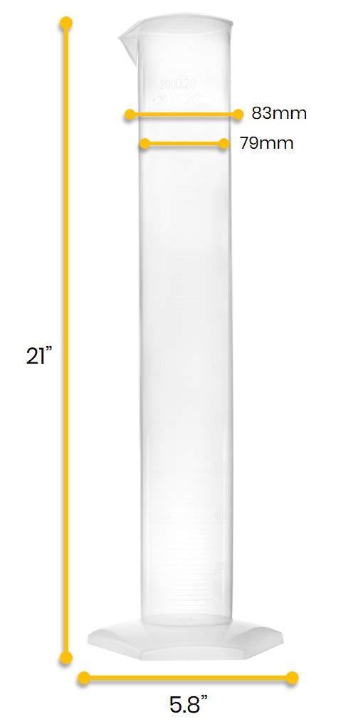 Polypropylene Graduated Cylinder, Circular Base, 2000ml