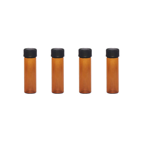 Pack of 100 Glass Vials with Black Phenolic Screw Caps (4ml, Brown Color)