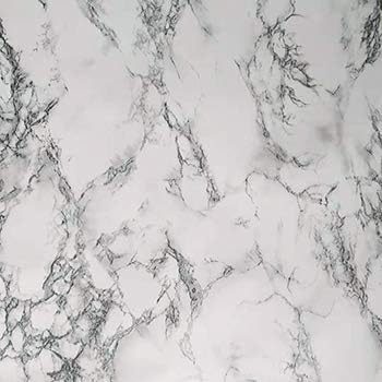Art3d 120"x17.3" Self-Adhesive Wallpaper: Peel and Stick Grey Marble Paper, Matte Finish