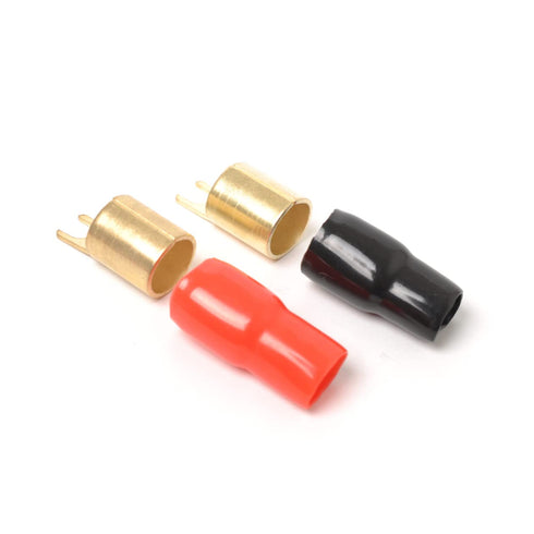 Premium 0/1 Gauge Wire Connectors - Pack of 3 Pairs - Gold Plated Spade Connector - Crimp Terminals for Amplifier Wiring Kit - Ideal Speaker Wire Connectors with Copper Brass Shovel