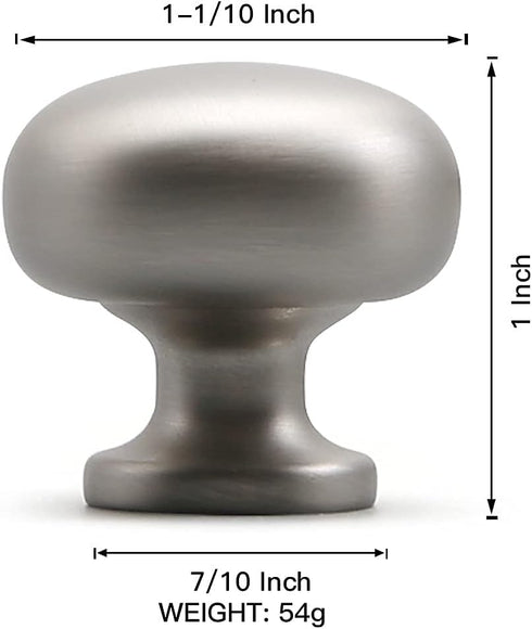 YAGU 5 Pack Round Cabinet Knobs - Brushed Silver Kitchen Drawer Knob, Satin Nickel Dresser Pulls for Bathroom