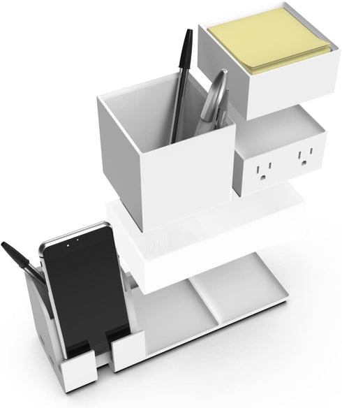 Bostitch Office Konnect Desk Organizer and Charging Station, 2 USB Ports, 4-Piece Design for Phones and Tablets