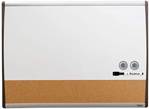 Quartet Combination Magnetic Whiteboard & Corkboard, 17" x 23", Combo Black/Silver Frame Board