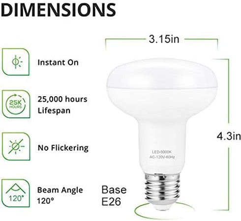 BR25/R25 Led Can light bulbs, 9W Dimmable Flood Lights (75W Equivalent), E26 Medium Base Bulb 3000K Soft White for Indoor Outdoor Lighting, Pack of 4 by Small frog