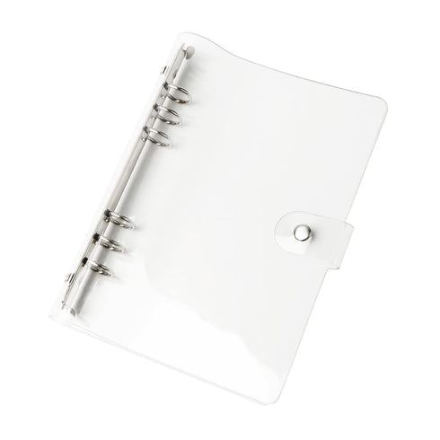 Clear A5 Binder, PVC Budget Binder, Transparent Notebook Shell, Snap Button Closure, 6 Rings