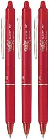 Pilot FriXion Ball Clicker Retractable Erasable Gel Pen, Fine Point, 0.7mm, Red Ink, 3 Count