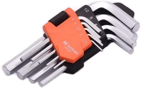 Edward Tools Pro 9 Piece Short Hex Allen Wrench Set - Metric 10mm - 1.5mm, Hardened CRV Steel, Organizer Tool Clip