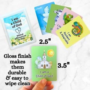 52 Christian Biblical Affirmation Cards for Kids, Affirmations with Bible Verse on Back, Scripture Memory Cards, Bible