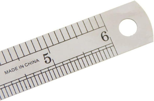 Silver Double-Sided Scale, Stainless Steel Straight Ruler, Measuring Tool for School Office Drafting Supplies