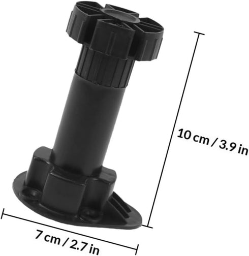 4pcs 100-120mm, Adjustable Black Plastic Sofa Legs Clip Thickened Furniture Support Feet for Cabinets, Tv Stands, Tea