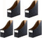 Foldable Desk File Holder Organizer - Sturdy Cardboard Magazine Storage Box with Blank Label Stickers, Matte Black