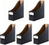 Foldable Desk File Holder Organizer - Sturdy Cardboard Magazine Storage Box with Blank Label Stickers, Matte Black