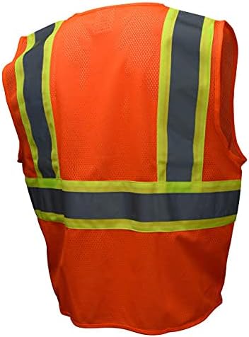Radians SV22-2ZOM-3X Polyester Mesh Economy Class 2 High Visibility Zipper Closure Vest with Two-Tone Trim, 3X-Large, Orange