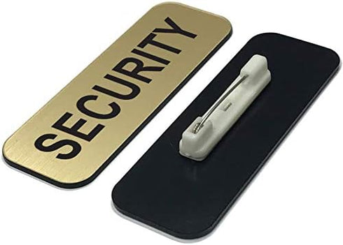 All Quality Badges 1 3 (3 Pack) Security x Name Tag, Brushed Gold