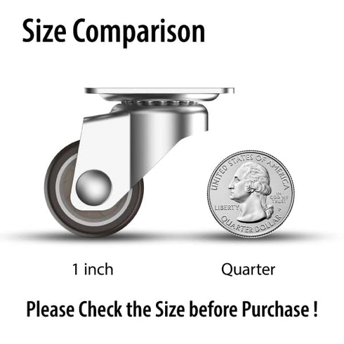 1 Inch Small Caster Wheels for Furniture, Low Profile Casters Set of 4, Total Capacity 90 Lbs