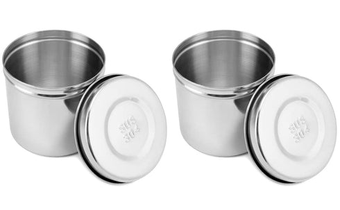 QWORK Stainless Steel Ointment Jar with Lid, 2 Pack Medical Container Jars for Storage of Medical Liquid, Lab Use