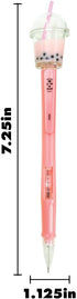 Pack 12 Raymond Geddes Boba Tea Mechanical Pencils of Cute Novelty Writing Supplies with Bubble Tea Toppers
