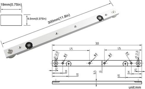 Aluminium Alloy 3/4" Miter Bar Clamping Tool Slider Table Saw Gauge Rod T-Slot Track Bar Rail for Router Tables and Woodworking,300mm-Silver