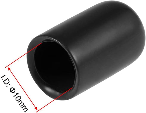 uxcell 100pcs Rubber End Caps - 10mm ID Vinyl Round Tube Bolt Cap Cover Screw Thread Protectors in Black