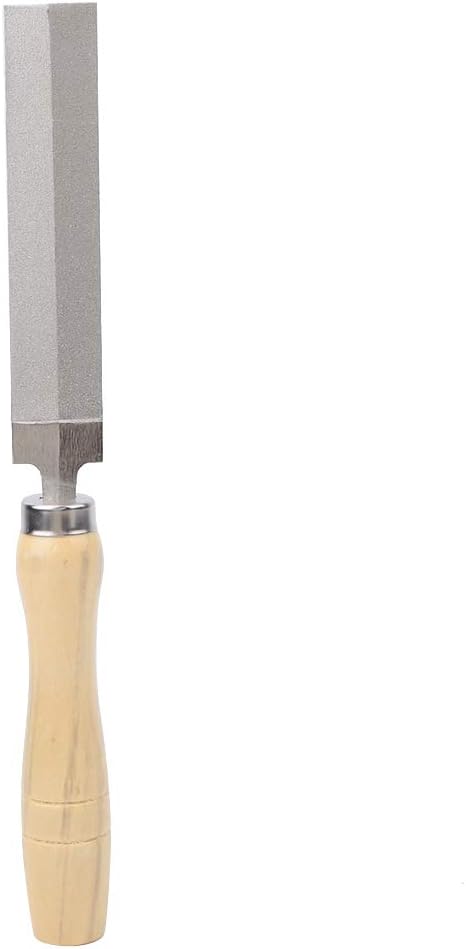 Rhombic File Coated Hand File with Wooden Handle for Metal Glass Grinding, Woodworking Garden Tool (5 inches)