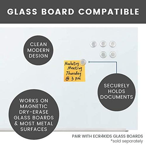 Round Magnets for Dry Erase Board, Glass White Board, Bulletin Board, Refrigerator - Rare Earth Neodymium Magnet, Clear