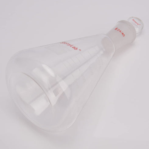 stonylab Glass 24/40 Erlenmeyer Flask with Stopper, 500 ml Borosilicate Glass Heavy Wall Flask with 24/40 Joint