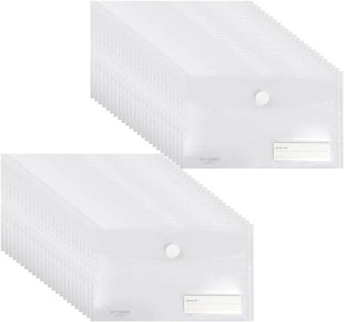YoeeJob Plastic Envelopes with Hook & Loop Closure, 6x10 Receipt Envelope Money Cash Coupon Organization, 48 Packs