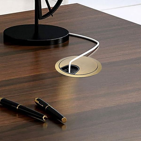 aoozleny Desk Grommet for Wire Organizer,PC Computer Desk Plastic Grommet Cord, Tidy Cable Hole Cover Organizers,2 Pack (53mm, Gold)