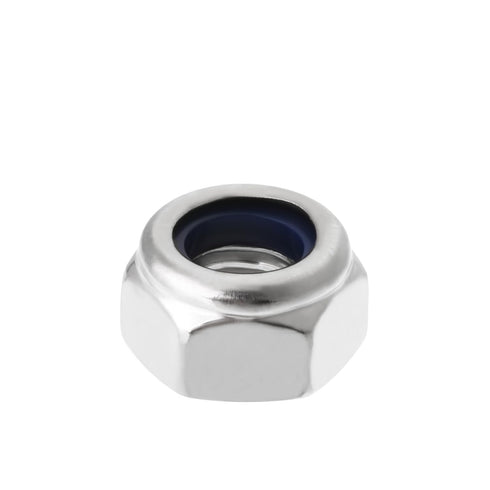 10Pcs M8 x 1.25mm Nylon Insert Hex Lock Nuts, 316 Stainless Steel for Machinery Shipbuilding, Silver Tone