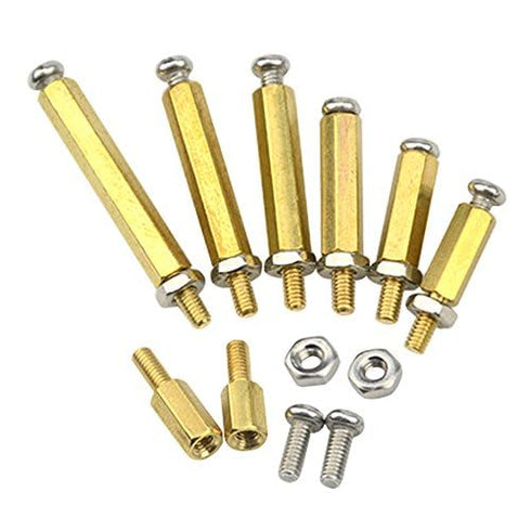 XINGYHENG 280pcs M2.5 Brass Male-Female Spacer Standoff Screw Nut Assortment Kit with Stainless Steel Screws