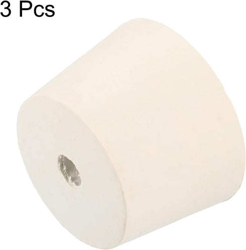 MECCANIXITY Rubber Tapered Plug White 38mm to 46mm with Hole Test Tubes Bungs Stopper for Lab Home, 3 Pieces