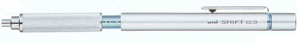 Uni Shift Pipe Lock Drafting Pencil, 0.3mm, Silver Body with Light Blue Accent, M31010.26