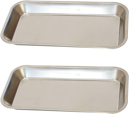 UUYYEO 2 Pcs Industrial Stainless Steel Tray Dental Instrument Tray Small Lab Tray