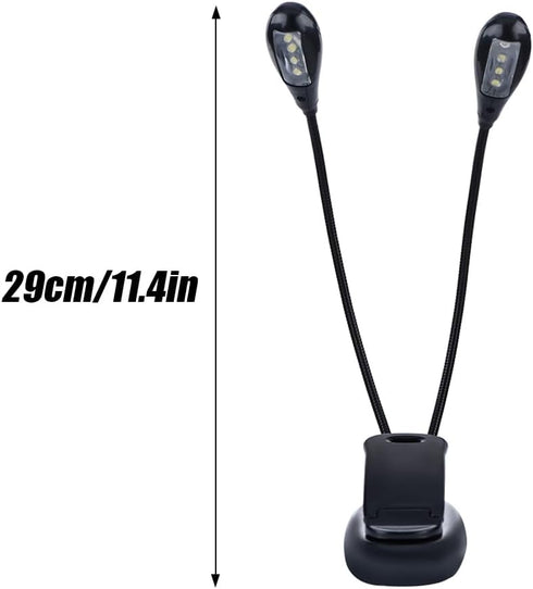 360Flexible Joyzan Music Stand Light, Clip on LED Book Lights Dual Arm Rechargeable Reading Lamp Eye Cared Gooseneck